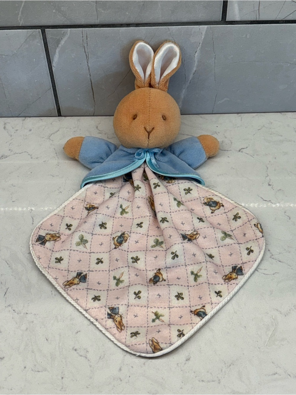 Vintage Eden Peter Rabbit Plush Security Blanket Pink Blue Soft Lovey Rattle